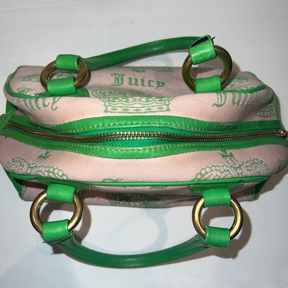 RARE Vintage Green & Pink Juicy Couture Bowler Bag Purse Satchel y2k preloved - Picture 4 of 9